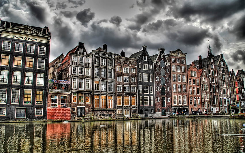 Canal d'Amsterdam, lieux célèbres Fond d'écran HD