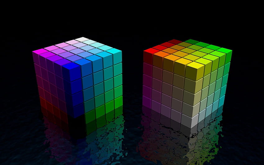 Luminoso, multicolore, eterogeneo, 3D, spazio, cubo Sfondo HD