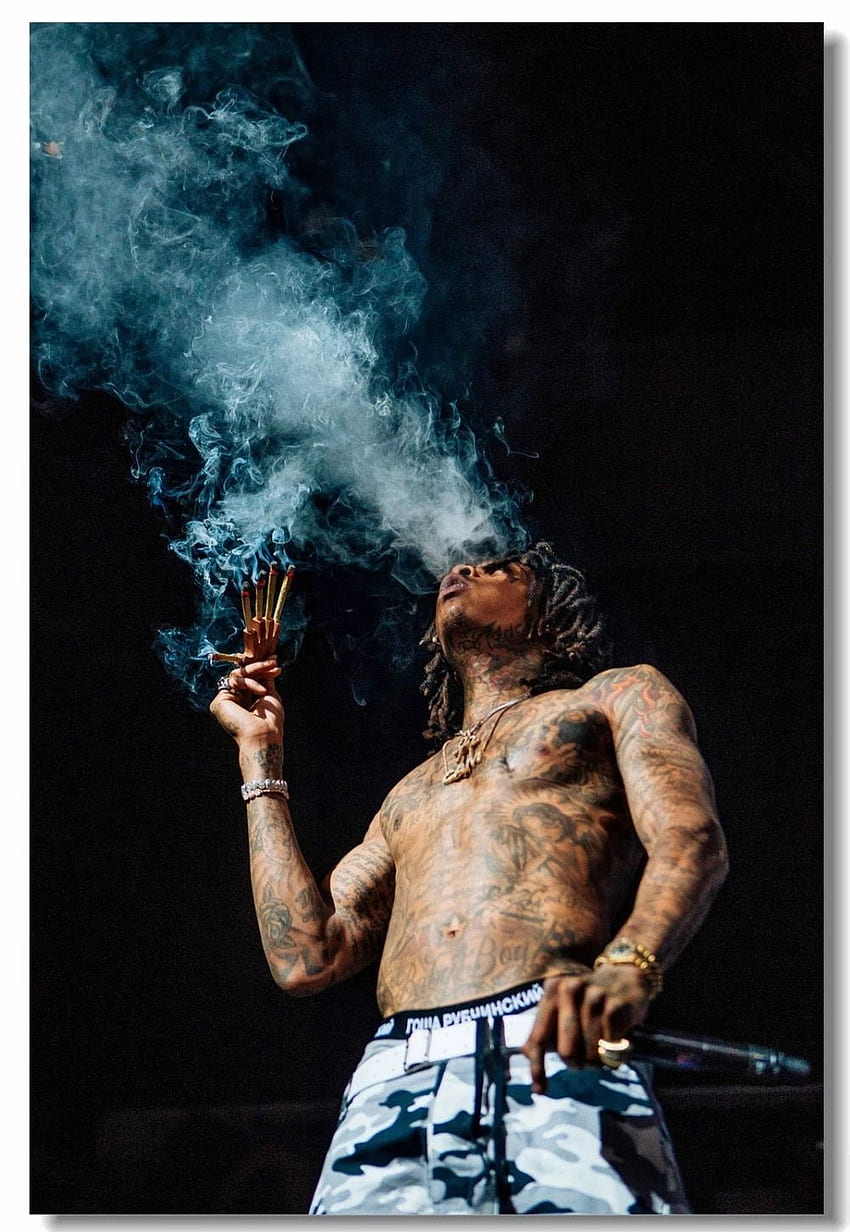 Niestandardowe płótno foto Wiz Khalifa palenie plakat Wiz Khalifa naklejki ścienne Hip Hop raper jadalnia wystrój. Naklejki na ścianę. - AliExpress, raperzy hip-hopowi Tapeta na telefon HD