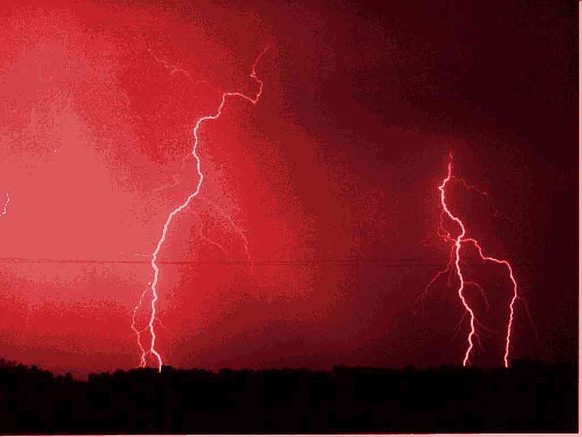 Burza z czerwoną błyskawicą - i tło, czerwona burza Tapeta HD