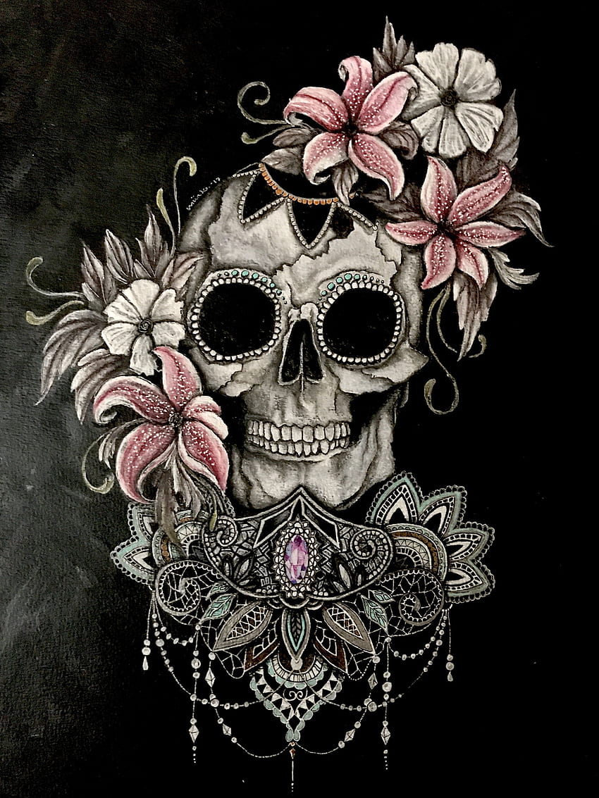 Traditional Roses And Skull Tattoo Design