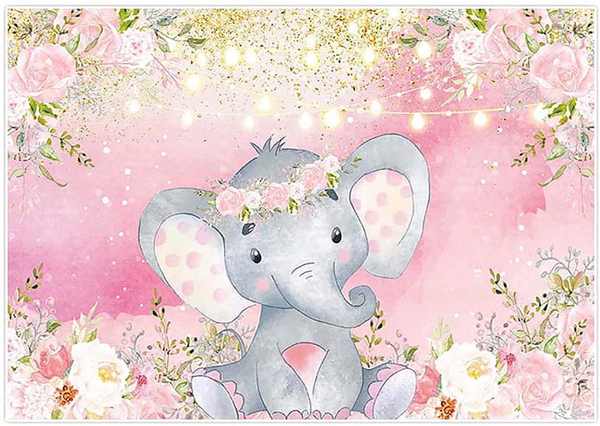 Buy Allenjoy ft Pink Floral Elephant Backdrop for Baby Shower It's a Girl Party Banner Welcome Baby graphy Background Birtay Booth Props Online in Indonesia. B07Y4S5LFH, Cute Girly Elephant HD wallpaper
