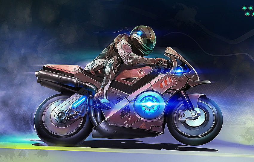 ควัน คน ความเร็ว นีออน ศิลปะ เครื่องแต่งกาย รถจักรยานยนต์ สำหรับ ส่วน фантастика วอลล์เปเปอร์ HD
