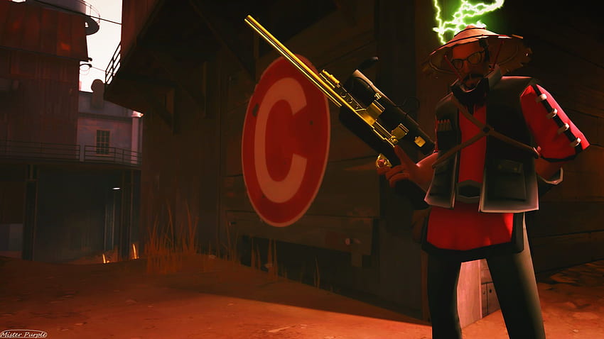 Mann in grauer Weste mit Waffenillustration, Team Fortress 2, Filmemacher HD-Hintergrundbild
