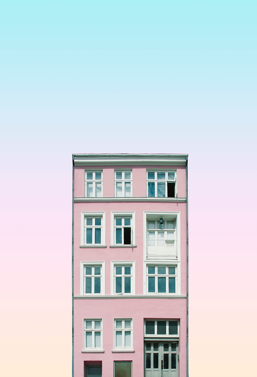 Розово, Архитектура, Сграда, Минимализъм, Фасада HD тапет за телефон