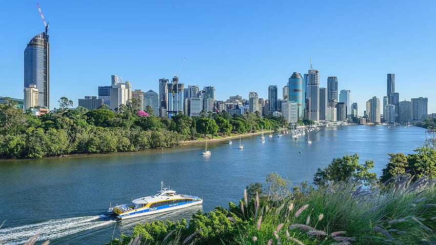 Brisbane Avustralya Nehir teknesi Nehirler Şehirler HD duvar kağıdı