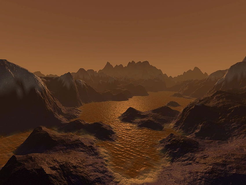 NASA - Titans Oberflächenorganika übertreffen die Ölreserven auf der Erde, Titan Moon HD-Hintergrundbild