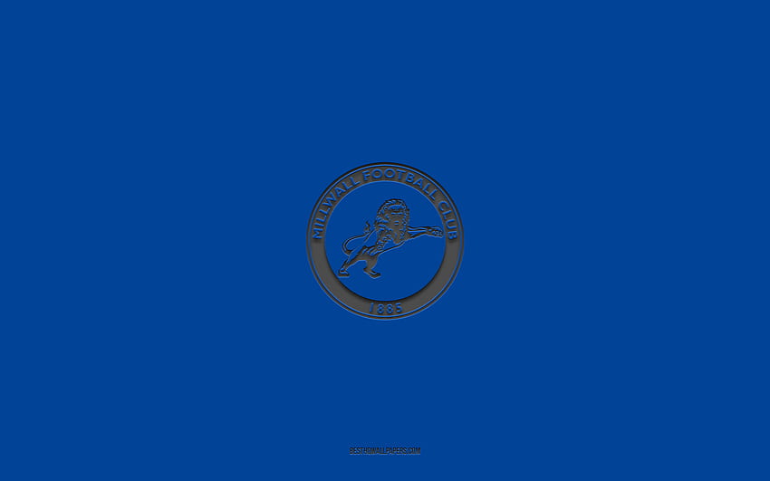 Download wallpapers Millwall FC logo, English football club, metal emblem,  blue white metal mesh background, Millwall FC, EFL Championship,  Bermondsey, South East London, England, football for desktop with  resolution 2880x1800. High Quality