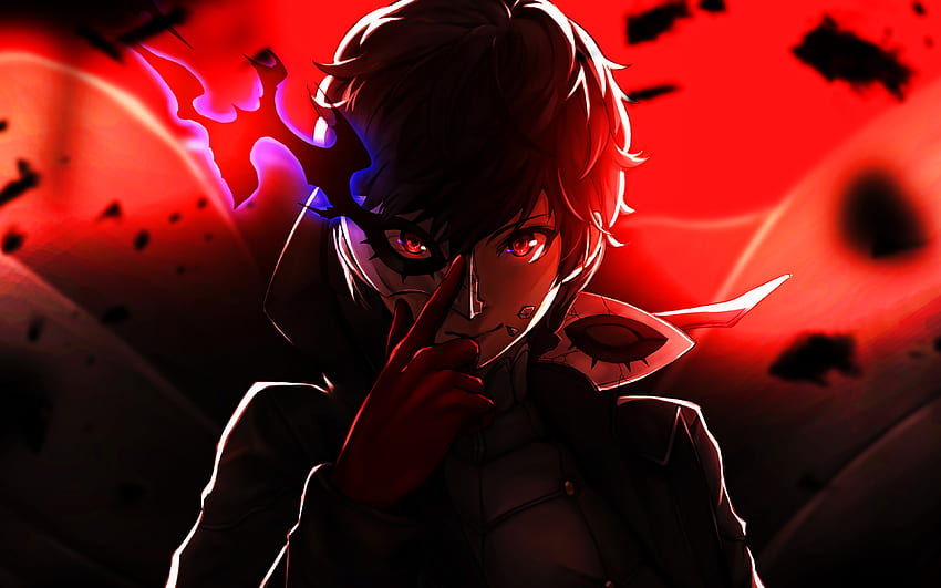 Joker, oscurità, protagonista, Persona 5, manga, occhi rossi, Ren Amamiya, personaggi Persona 5, Joker Persona 5 Sfondo HD