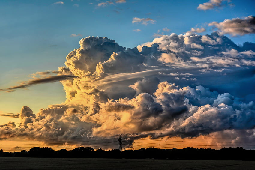 Awan cumulonimbus badai awan hujan musim dingin matahari terbenam tornado abu-abu Wallpaper HD