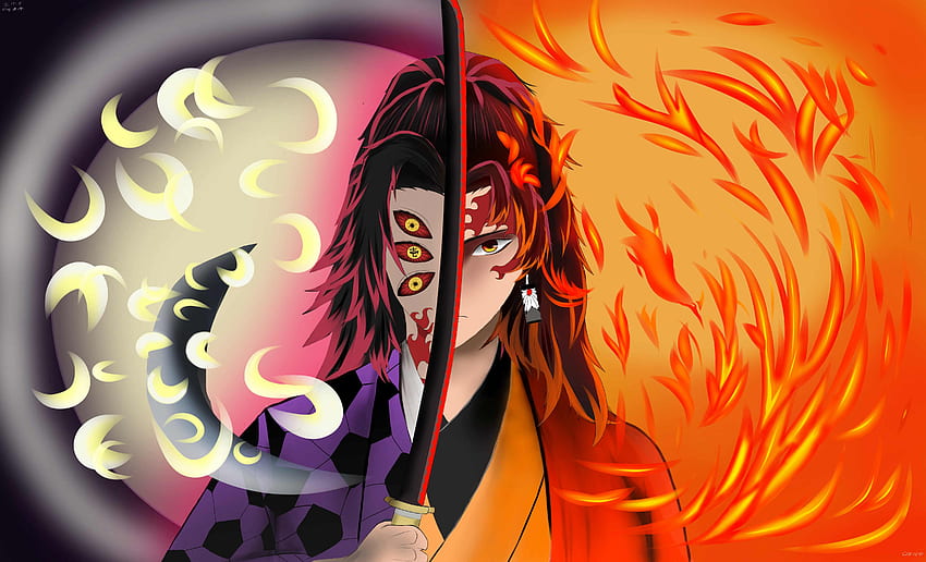 Kokushibou y Yoriichi warrenicaw1 - Ilustraciones ART street, Yoriichi Demon Slayer fondo de pantalla