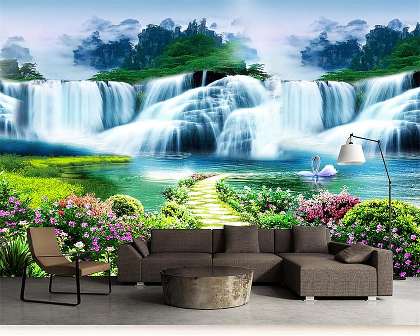 壁用 Beibehang 3 d 花 木 滝 風景 風景 背景 絵画 紙 ピンタード . . 壁用 壁用, 風景画 高画質の壁紙