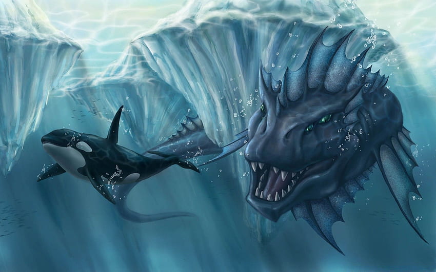 Prehistoric Underwater Monster, Prehistoric Landscape HD wallpaper