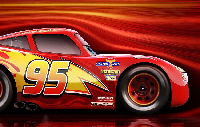 car, red, Disney, Cars, race, speed, animated film, animated movie, Cars 3, Lightning McQueen for , section фильмы -, Cartoon Race Car HD wallpaper