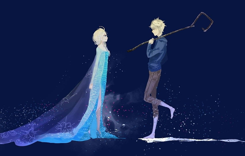 girl, art, Frozen, guy, Rise of the Guardians, Rise of the guardians, Jack Frost, Elsa, Elsa, Jack Frost, Cold heart for , section фильмы HD wallpaper