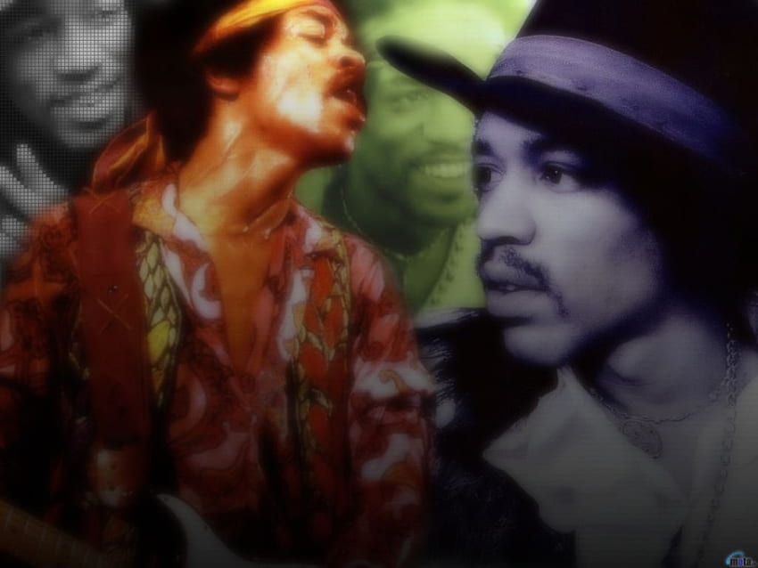 Jimi Hendrix, inventivo, rock clásico, guitarra, cantante, collage, música, rock and roll, increíble fondo de pantalla