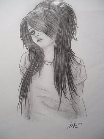 Cute girl drawing, girl pencil drawing HD phone wallpaper | Pxfuel