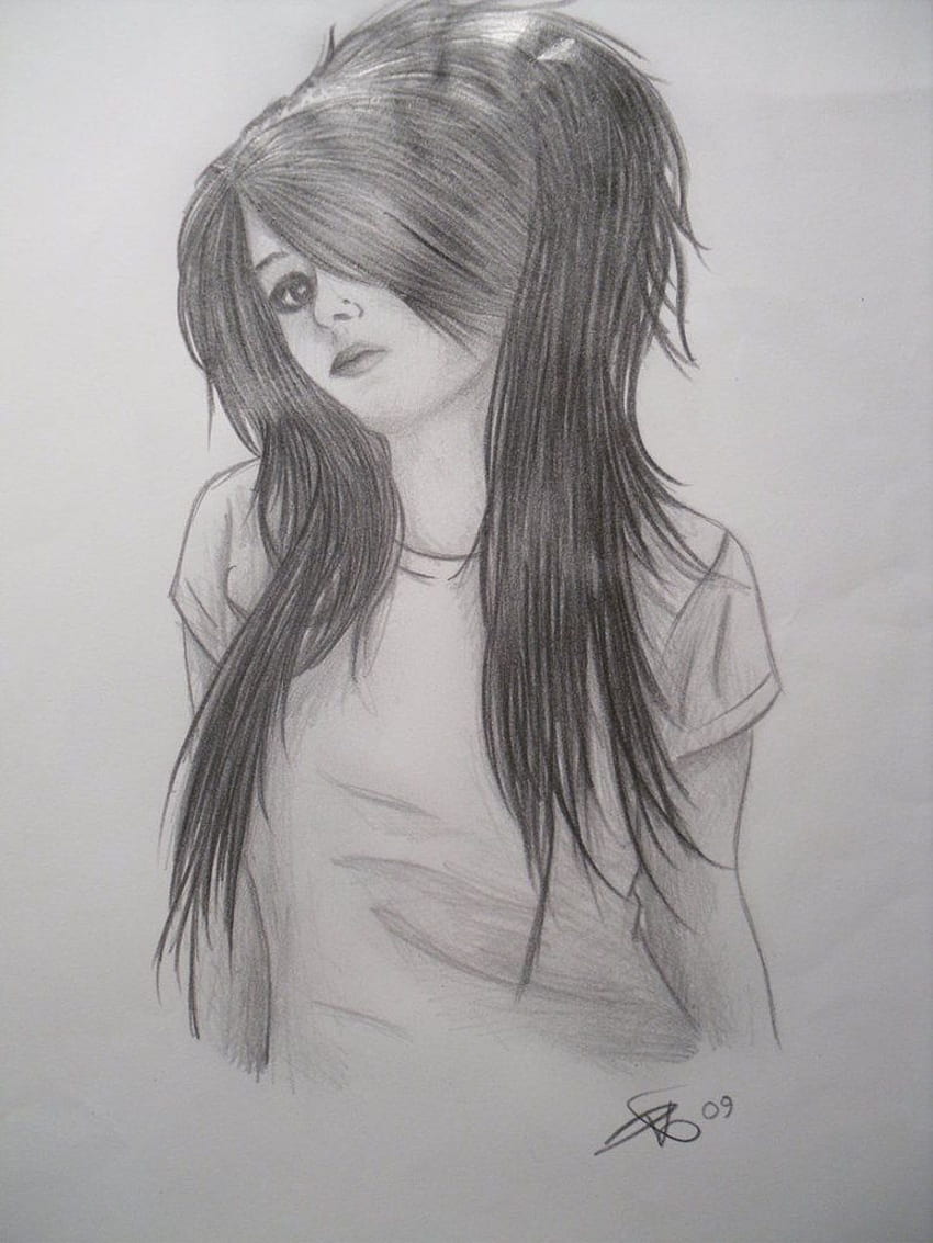 Скица с молив Момиче, рисуващо момиче - Скици с молив на момичета - и фон HD тапет за телефон
