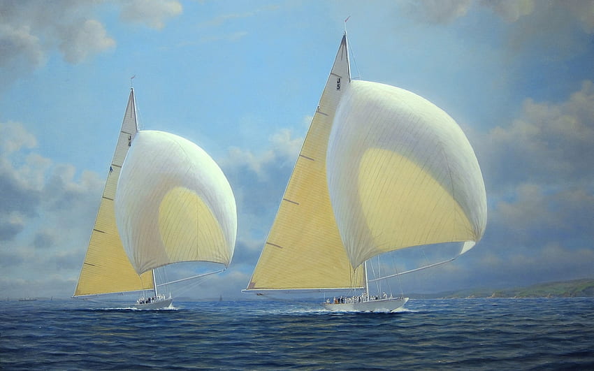 ヨット、青、海、ヨット、白、船、夏、セーリング、水、バラ 高画質の壁紙