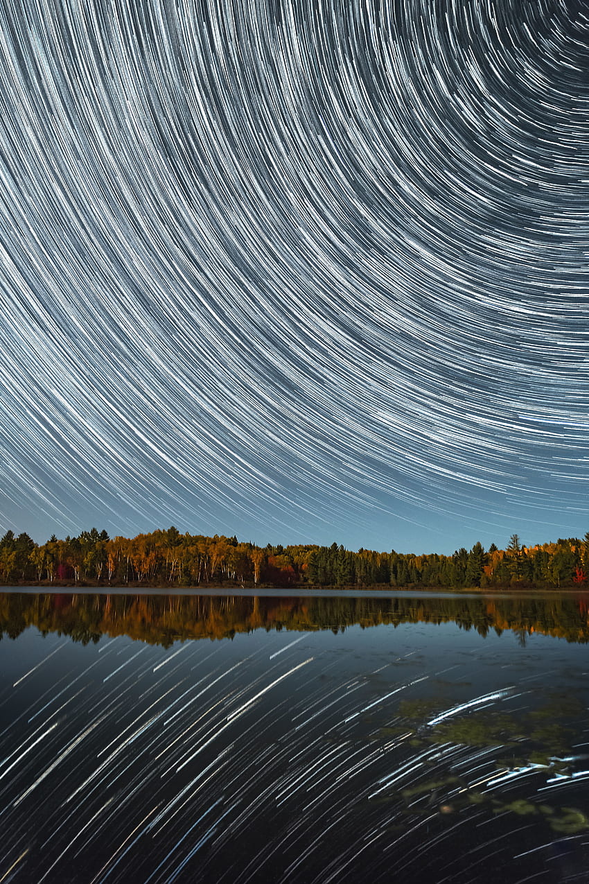 Natur, Sterne, See, Unschärfe, Glatt, Sternenhimmel, Langzeitbelichtung HD-Handy-Hintergrundbild