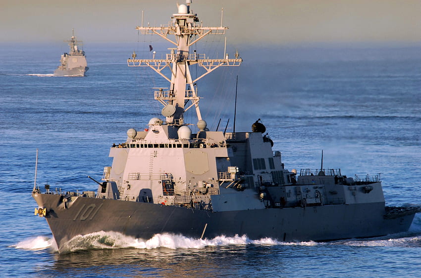 USS Gridley, синьо, море, кораб, разрушител, военен кораб, флот, война, американски, насочван, небе, ракета, uss, gridley HD тапет