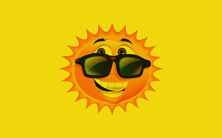 desenho animado, sorriso, smiley, sol, verão, estações, óculos, óculos de sol, arte abstrata de verão papel de parede HD