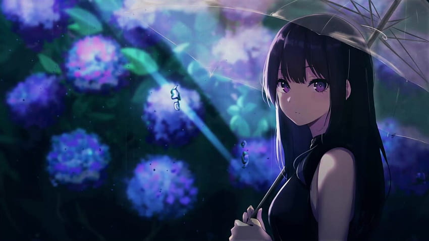 Schönes Anime-Mädchen unter Regenschirm Live, Anime-Mädchen-Regenschirm HD-Hintergrundbild