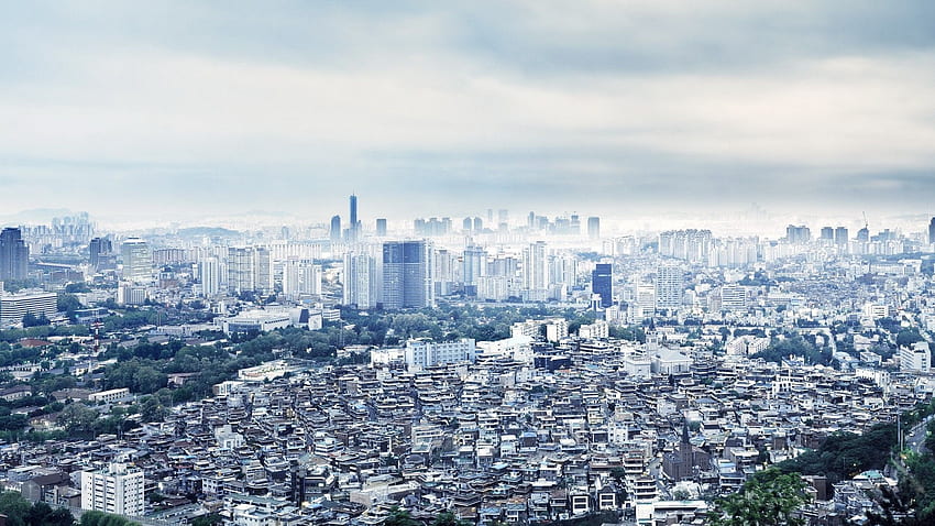 ソウル - 韓国のフルと背景。 都市、背景、韓国 高画質の壁紙