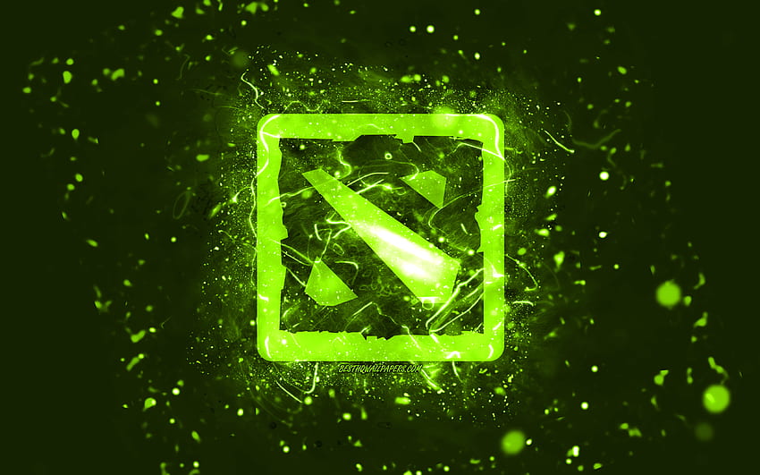 Logo Dota 2 citron vert, néons citron vert, créatif, arrière-plan abstrait citron vert, logo Dota 2, jeux en ligne, Dota 2 Fond d'écran HD