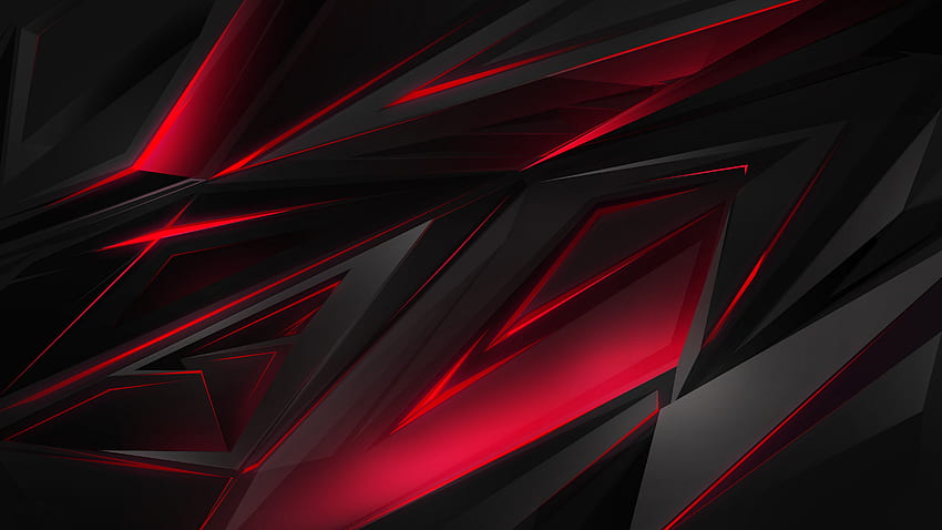 Черен червен абстрактен многоъгълник 3D HD тапет