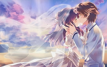 HD wallpaper anime couple weddinh bride groom flowers happy real  people  Wallpaper Flare