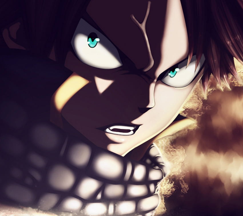 Natsu Dragneel, shadow, red hair, scrf, anime, Fairy Tail, angry, fire,  green eyes HD wallpaper | Pxfuel