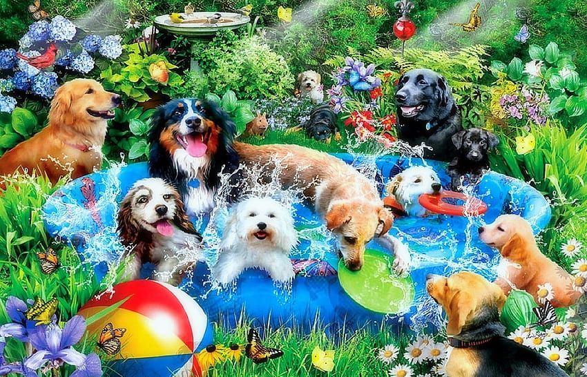 Spring Puppy, Cute Summer Puppy HD wallpaper
