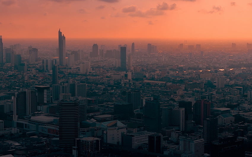 Thailand, Bangkok, Sunset, Cityscape, Skyscrapers HD wallpaper