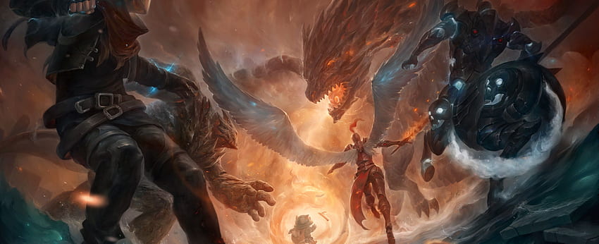 League Of Legends, Dragon, Hécarim, Malphite Fond d'écran HD