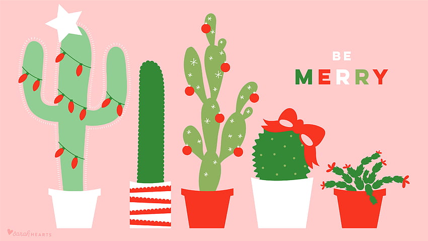 December 2017 Christmas Cactus Calendar, Cute Christmas HD wallpaper