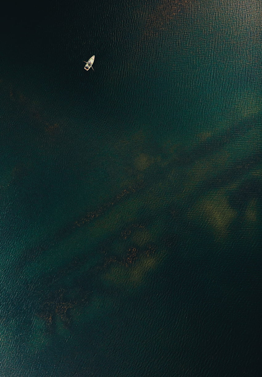 물, 바다, 위에서 보기, 잔물결, 리플, 미니멀리즘, 보트 HD 전화 배경 화면