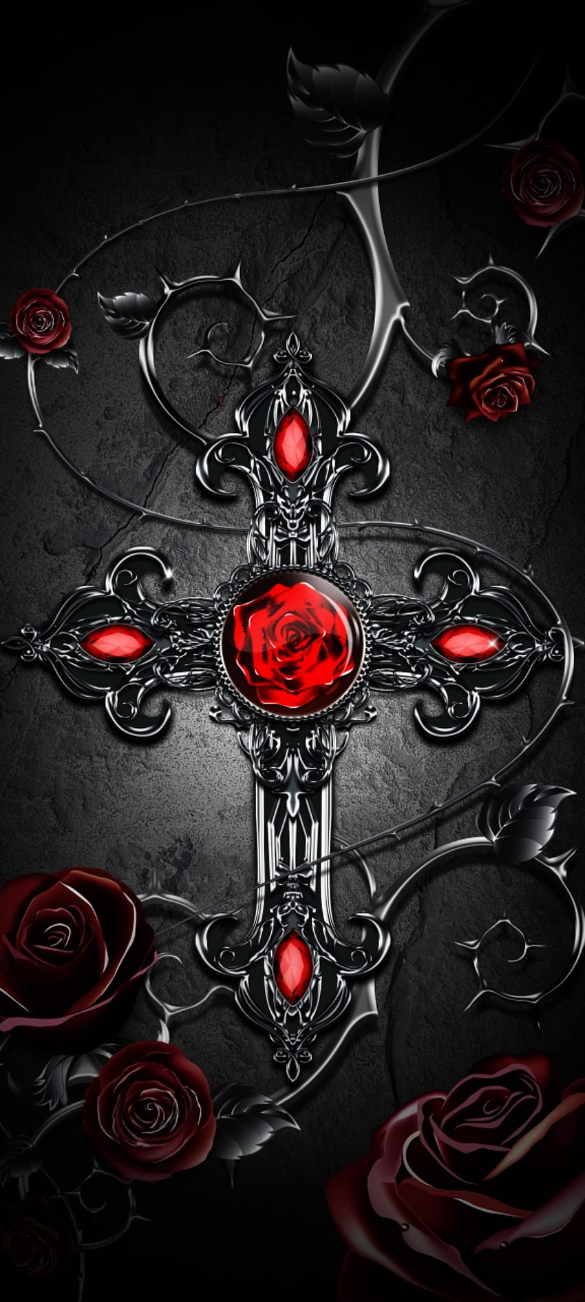 Holy dark Cross, red, beautiful, art, diamond, premium, Rose, luxury HD phone wallpaper