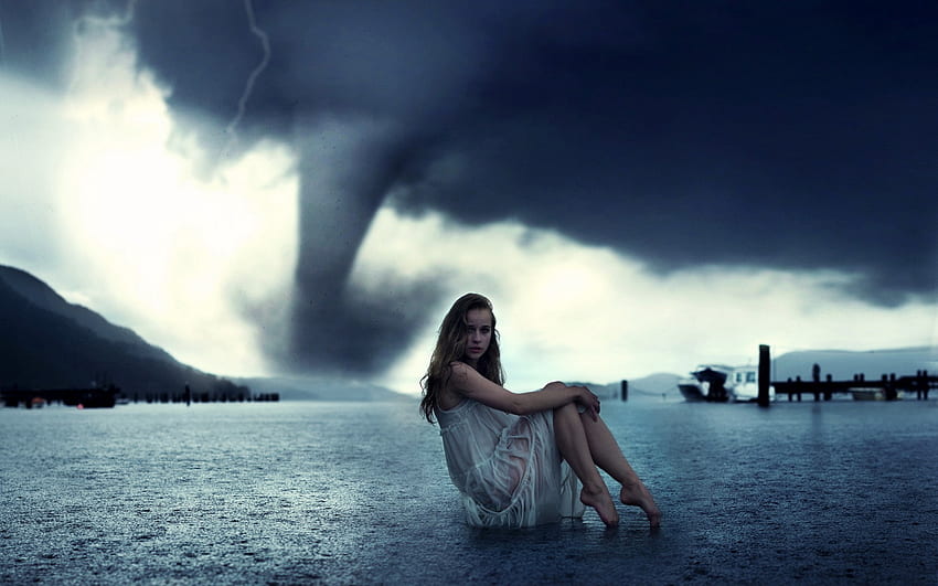 women, storm, models, weather, tornadoes, manipulations HD wallpaper