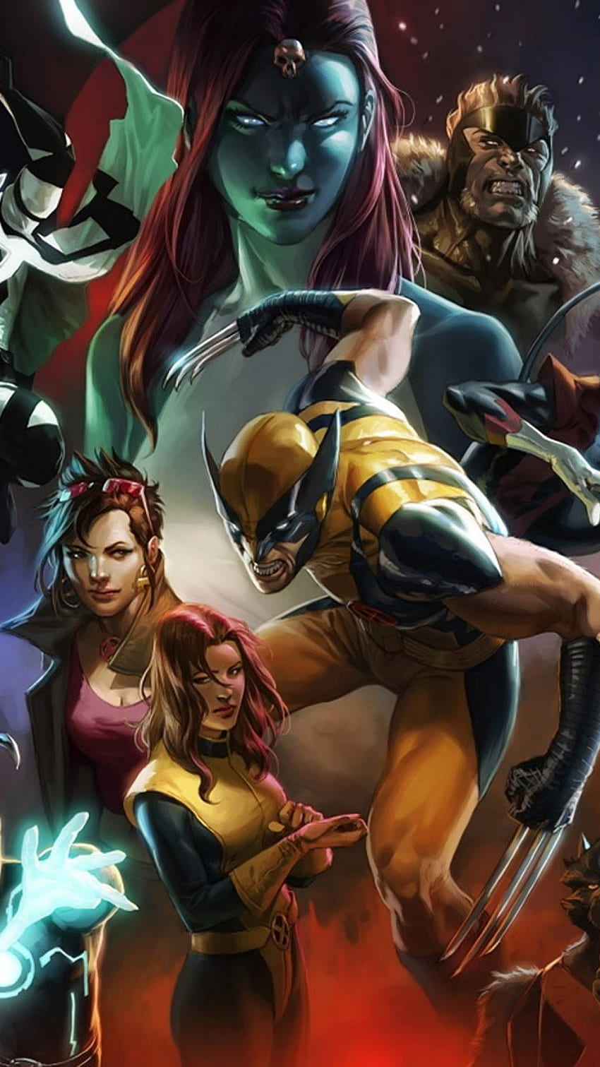 X Men Wolverine Jean Grey Mystique Magneto Xavier Cyclops, Jeansgrau HD-Handy-Hintergrundbild
