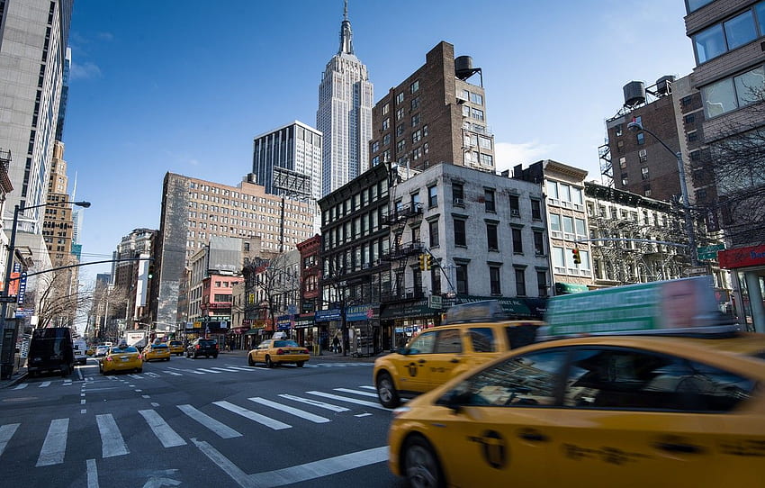 yol, şehir, sokak, görünüm, bina, ev, New York, gökdelenler, taksi, ABD, ABD, Manhattan, New York, Manhattan, NYC, New York City for , bölüm город HD duvar kağıdı