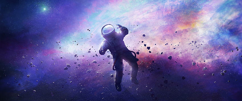 Przestrzeń pływająca astronautów, ultraszeroka przestrzeń Tapeta HD