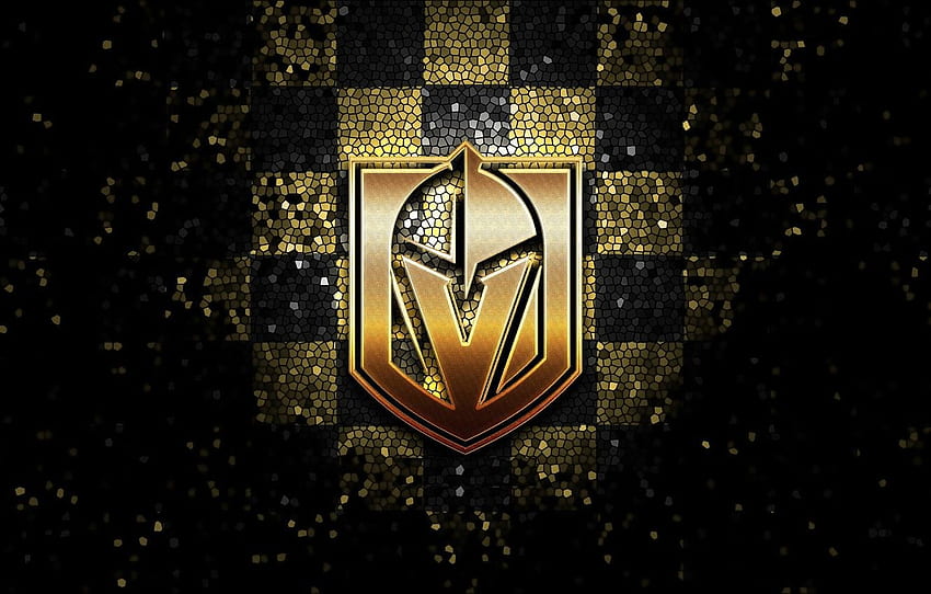 sport, logo, NHL, hockey, glitter, checkered, Vegas Golden Knights HD wallpaper