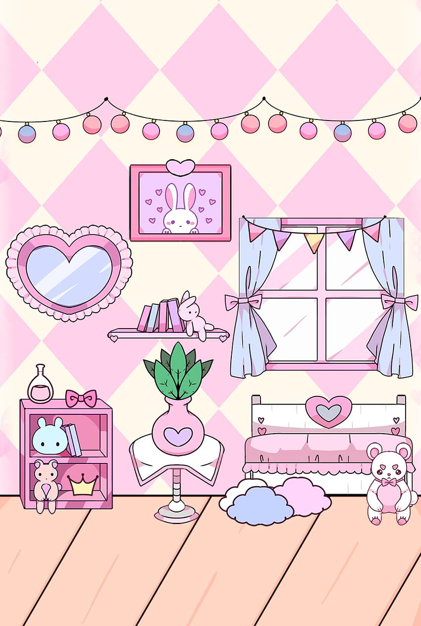 Cutie Pixel room, Pink, Bedroom HD phone wallpaper