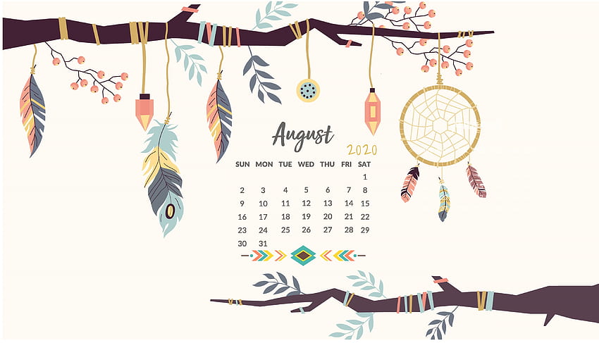 Cute 2020 Calendar, August 2020 Calendar HD wallpaper