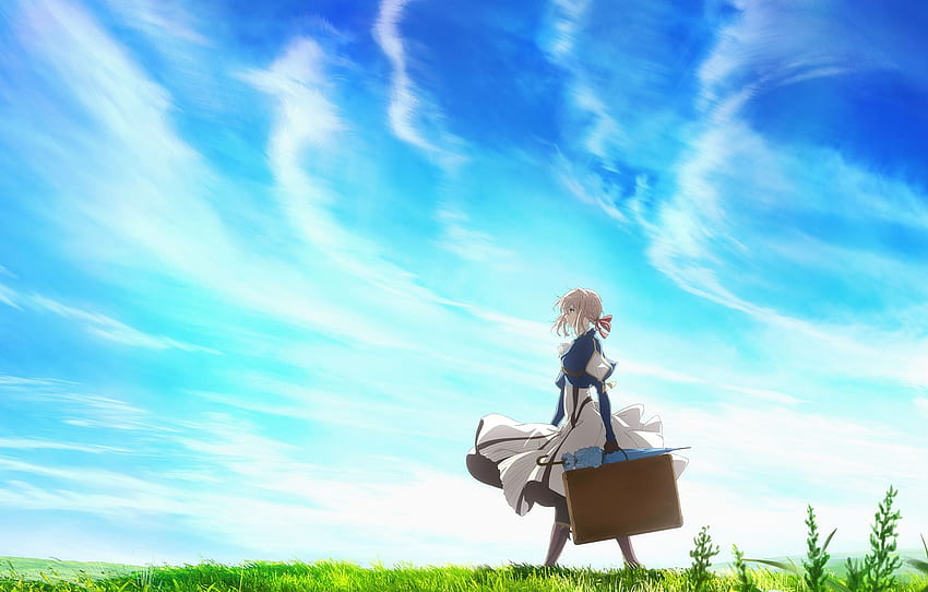 the sky, girl, anime, Violet Evergarden for , section сэйнэн, Violet Evergarden Landscape HD wallpaper