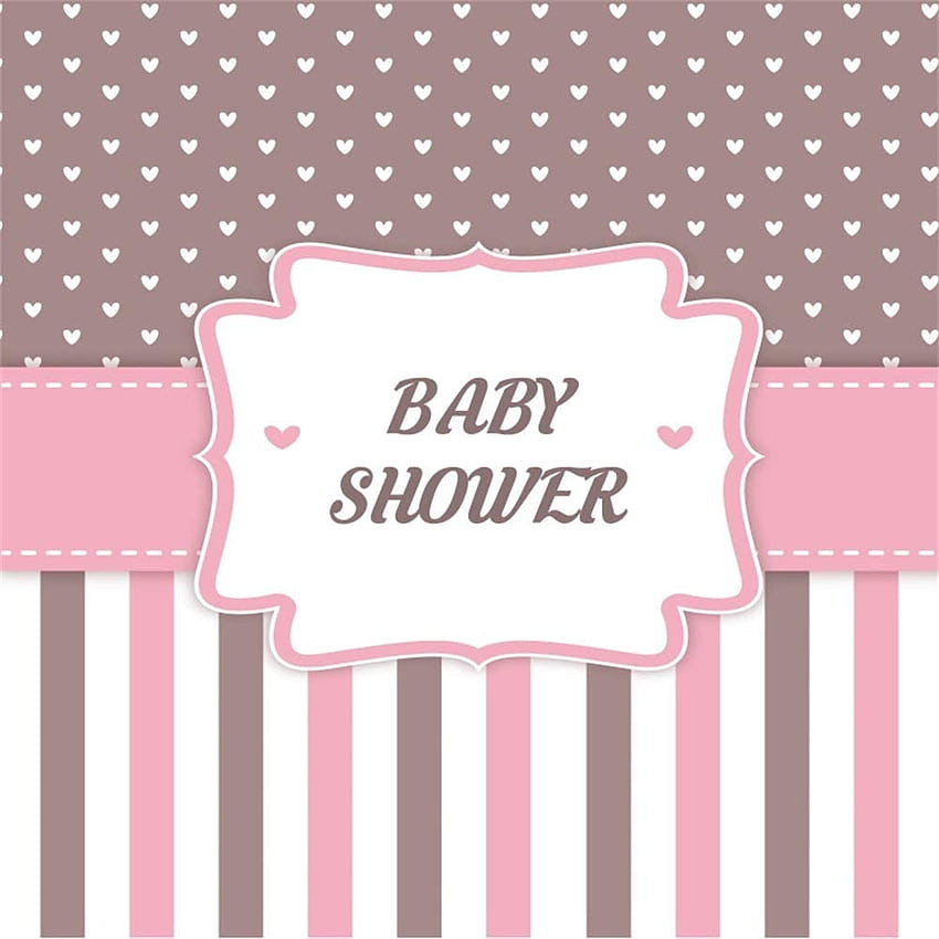 Laeacco 6..5ft Girl Baby Shower Backdrop Vinyl Pastel Pink Brown Stripes Heart Design Graphy Background Girl Baby Shower Party Backdrop Child Kids Baby Girl hoot Party Poster: Камера и HD тапет за телефон