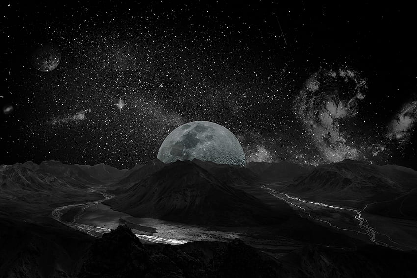 Universe, Stars, Moon, Galaxy, Planet HD wallpaper