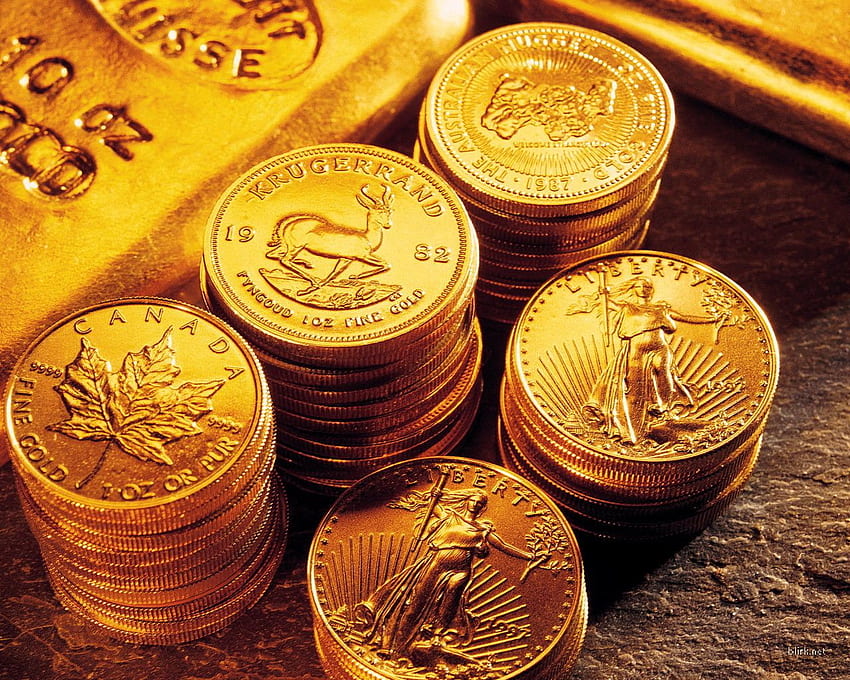 เหรียญทองคำและทองแท่ง วอลล์เปเปอร์ HD