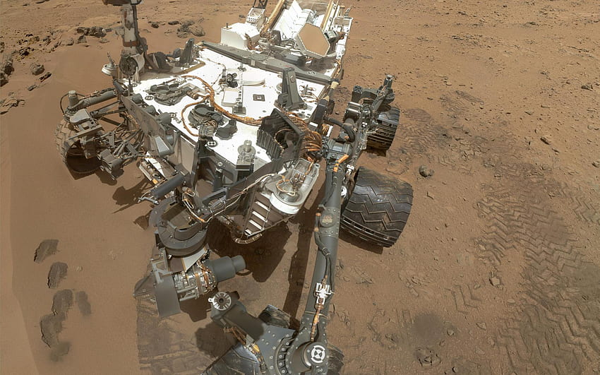 Autoritratto ad alta risoluzione realizzato con Curiosity Rover Arm Camera Sfondo HD